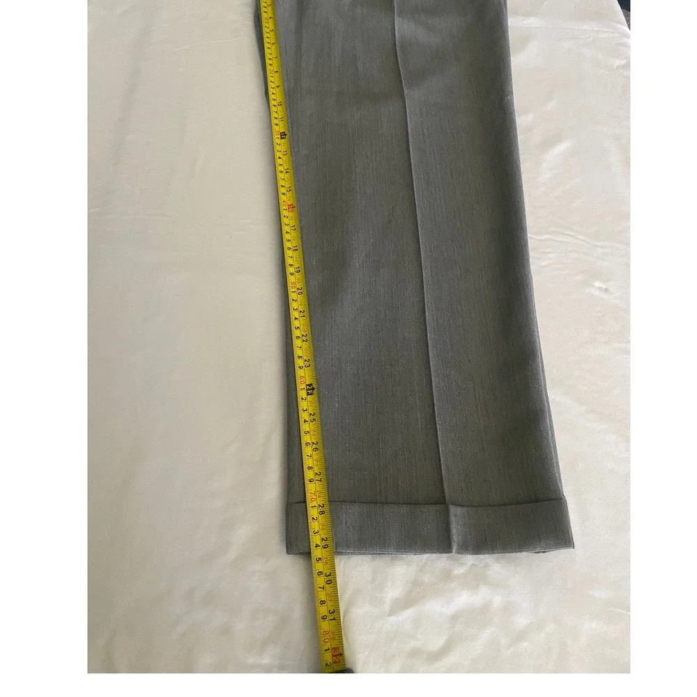 Mens‎ Grey Pleated Dress Pants Cuffed Hem Formal Trousers 37 Waist
